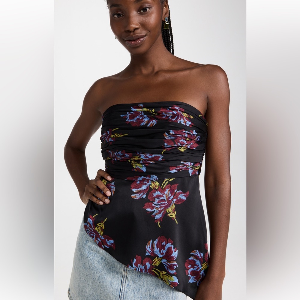 Cinq a Sept Richie Top - Strapless, Black/Flora